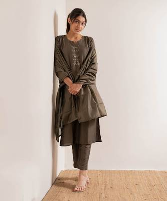 Fade Grey Noori Straight Fit  Suit Set 14