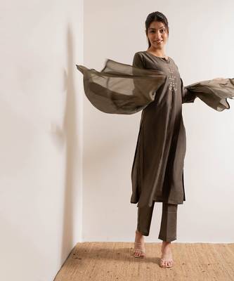 Fade Grey Noori Straight Fit  Suit Set 16