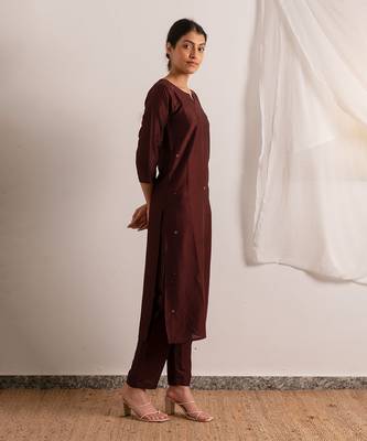 Maroon Raazi Straight Fit Kurta Set 3