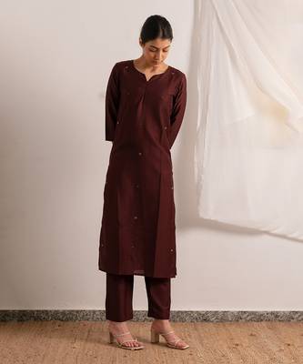 Maroon Raazi Straight Fit Kurta Set 4