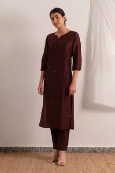 Maroon Raazi Straight Fit Kurta Set