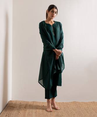 Green Rooh Straight Fit  Suit Set 1