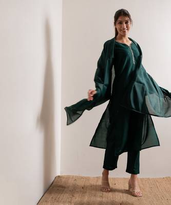 Green Rooh Straight Fit  Suit Set 8