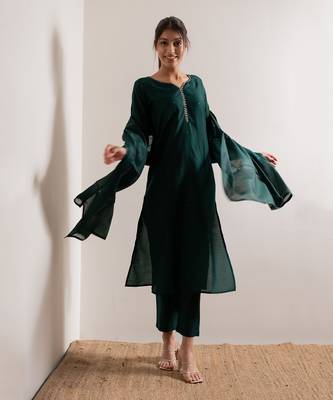 Green Rooh Straight Fit  Suit Set 9