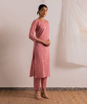 Pink Rose Straight Fit Kurta Set 6