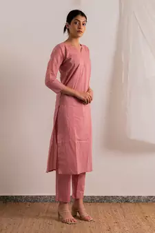 Pink Rose Straight Fit Kurta Set