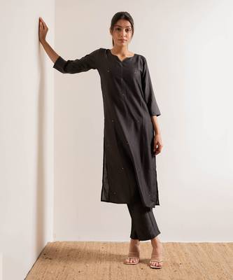 Steel Black Tara Straight Fit Kurta Set 9