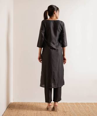 Steel Black Tara Straight Fit Kurta Set 10