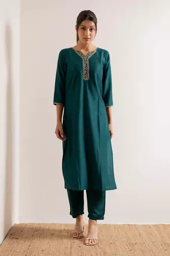 Turquoise  Vaani Straight Fit  Suit Set