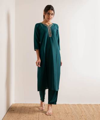 Turquoise  Vaani Straight Fit  Suit Set 7