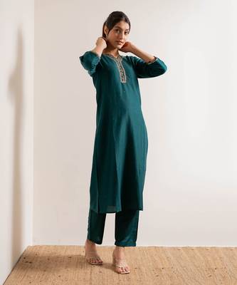 Turquoise  Vaani Straight Fit  Suit Set 8