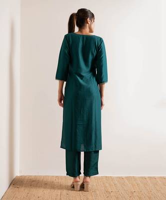 Turquoise  Vaani Straight Fit  Suit Set 9