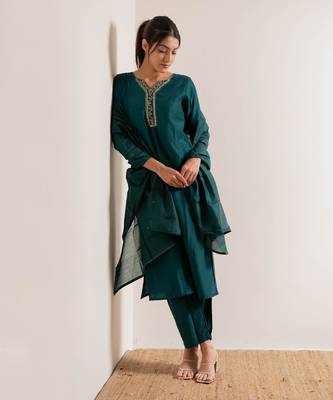 Turquoise  Vaani Straight Fit  Suit Set 14
