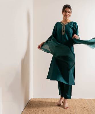 Turquoise  Vaani Straight Fit  Suit Set 15