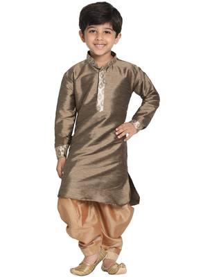  Bronze And Gold Silk Blend Kurta And Dhoti Set 1