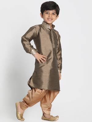 Bronze And Gold Silk Blend Kurta And Dhoti Set 3