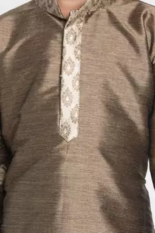  Bronze And Gold Silk Blend Kurta And Dhoti Set
