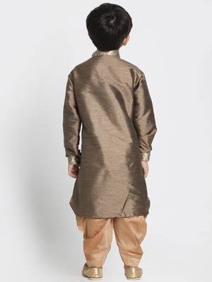  Bronze And Gold Silk Blend Kurta And Dhoti Set 5