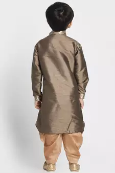  Bronze And Gold Silk Blend Kurta And Dhoti Set