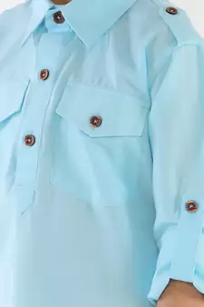  Blue Cotton Blend Pathani Kurta Set