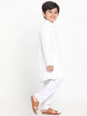  White Cotton Kurta Pyjama Set 3