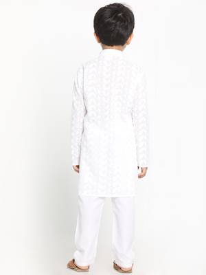  White Cotton Kurta Pyjama Set 5