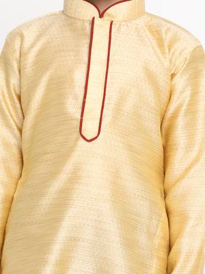  Gold Silk Blend Kurta Pyjama Set 4