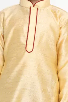  Gold Silk Blend Kurta Pyjama Set