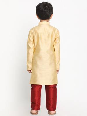  Gold Silk Blend Kurta Pyjama Set 5