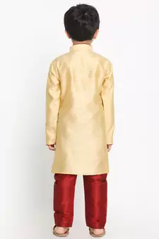  Gold Silk Blend Kurta Pyjama Set