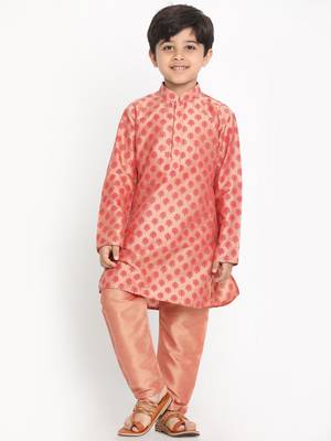  Pink Cotton Blend Kurta Pyjama Set 2