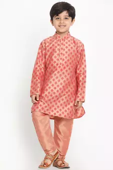  Pink Cotton Blend Kurta Pyjama Set