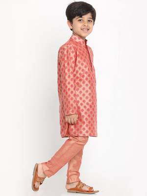 Pink Cotton Blend Kurta Pyjama Set 3