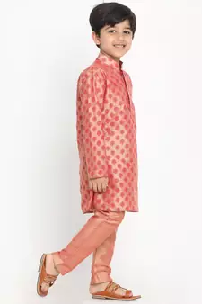  Pink Cotton Blend Kurta Pyjama Set