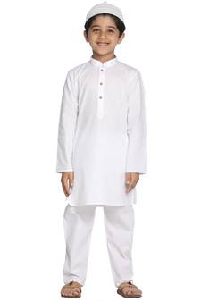 Boys' White Kurta Pyjama Set