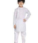  White And Blue Kurta Pyjama Set
