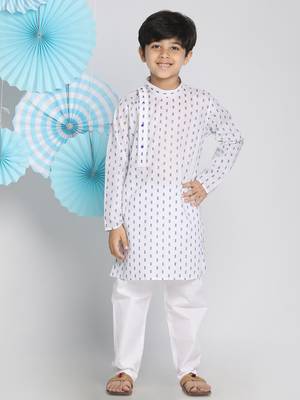  White And Blue Kurta Pyjama Set 2