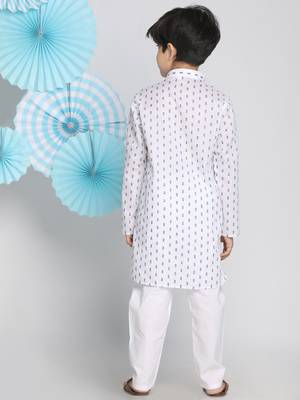  White And Blue Kurta Pyjama Set 4