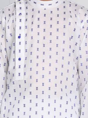  White And Blue Kurta Pyjama Set 5