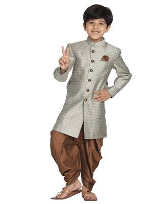  Beige,Grey And Coffee Indowestern Sherwani And Cowl Dhoti Pant Set 1