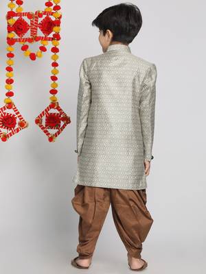  Beige,Grey And Coffee Indowestern Sherwani And Cowl Dhoti Pant Set 4