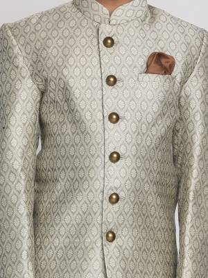  Beige,Grey And Coffee Indowestern Sherwani And Cowl Dhoti Pant Set 5