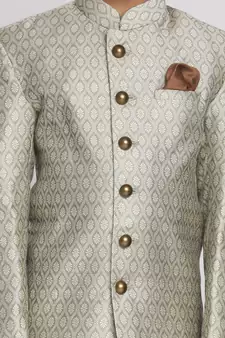  Beige,Grey And Coffee Indowestern Sherwani And Cowl Dhoti Pant Set