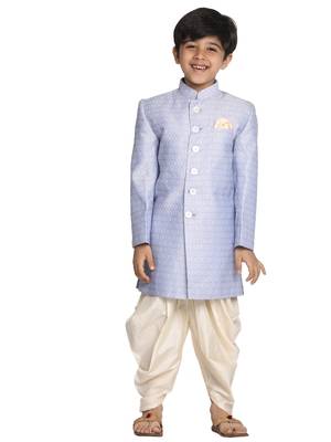  Lavender And Cream Indowestern Sherwani And Cowl Dhoti Pant Set 2