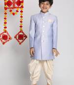  Lavender And Cream Indowestern Sherwani And Cowl Dhoti Pant Set