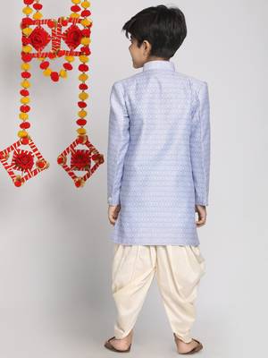  Lavender And Cream Indowestern Sherwani And Cowl Dhoti Pant Set 4