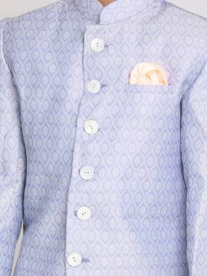  Lavender And Cream Indowestern Sherwani And Cowl Dhoti Pant Set 5