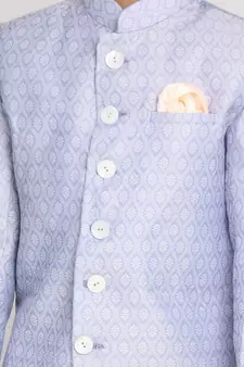  Lavender And Cream Indowestern Sherwani And Cowl Dhoti Pant Set