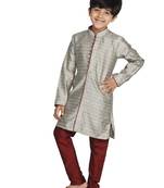  Beige,Grey And Maroon Kurta Pyjama Set