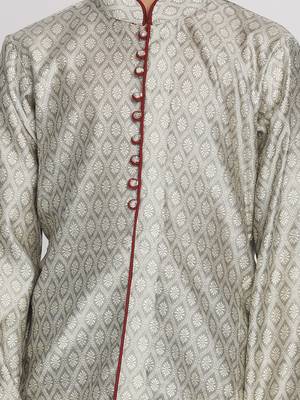  Beige,Grey And Maroon Kurta Pyjama Set 5